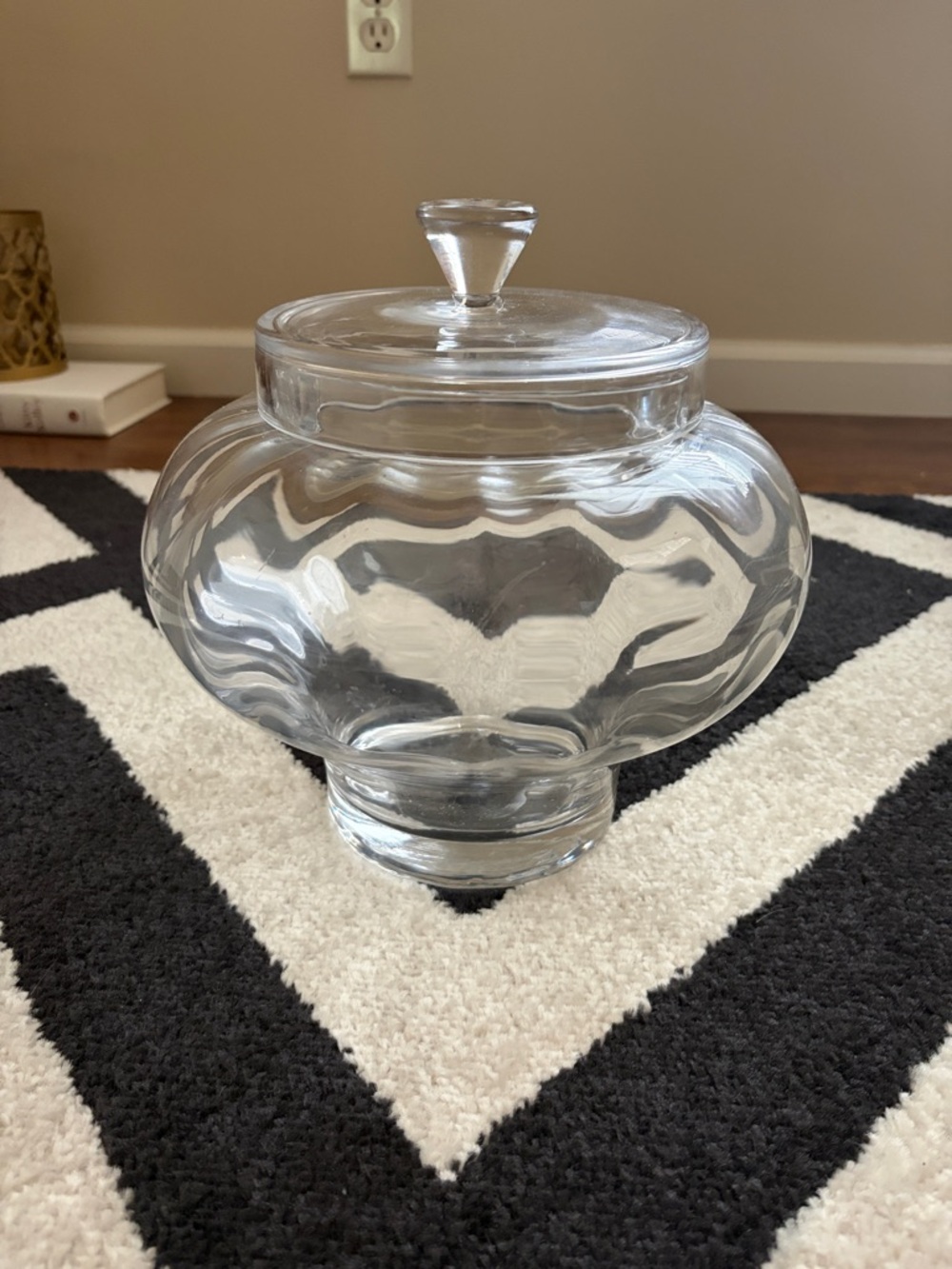 Clear Glass Covered Candy Jar
